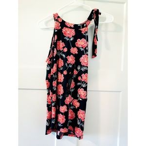 Floral tie neck top